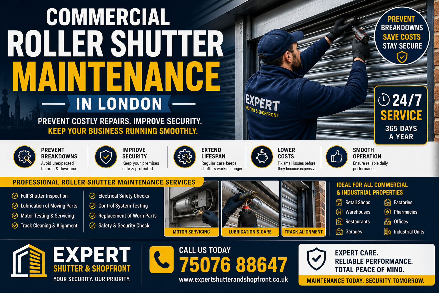 Commercial Roller Shutter Maintenance in London – Prevent Costly Repairs & Improve Security
